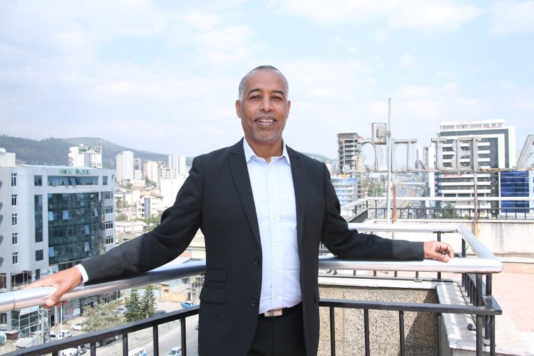 Teshome Wondimu at Muzikawi Studio terrace - Ethiopia Addis Ababa